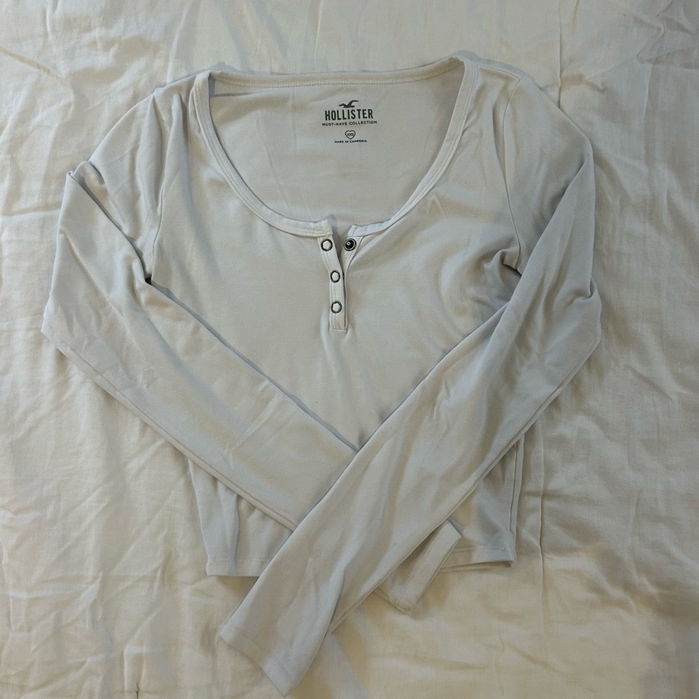 Hollister White Long Sleeve Button Up